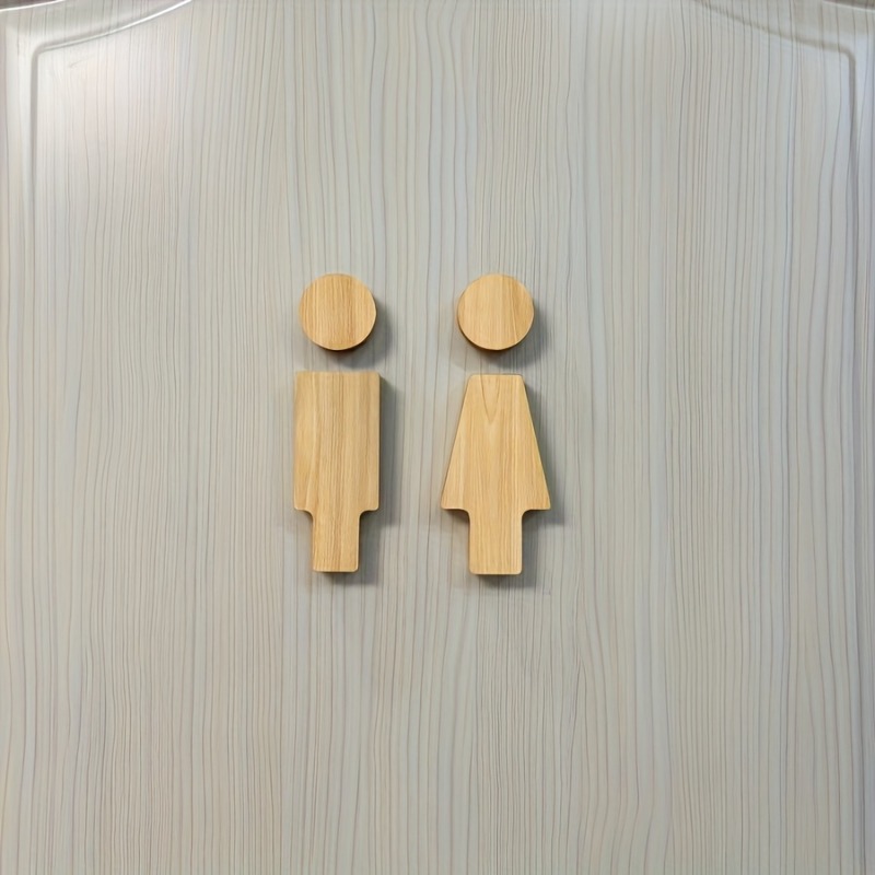 Home Bathroom Door - 2PCS Wooden Bathroom Sign for Men's