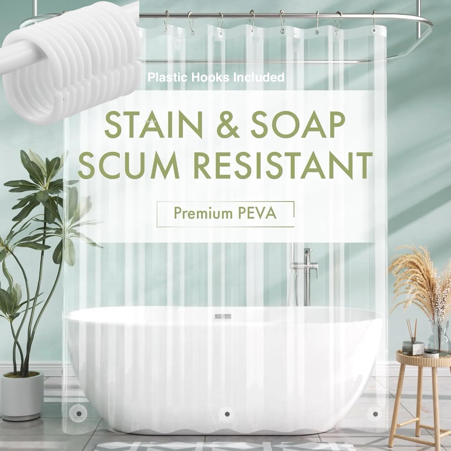 Shower Curtain Liner - 1pc Lightweight Waterproof Clear Shower Curtain