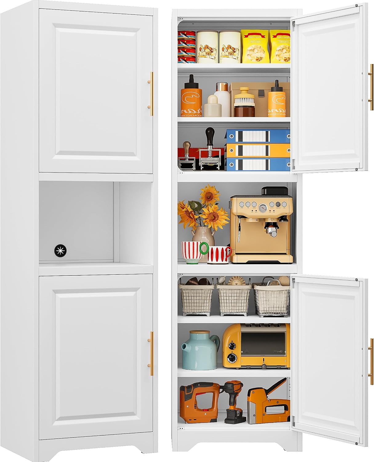 Home Bathroom Door - 67 Inch Tall Narrow Storage Cabinet