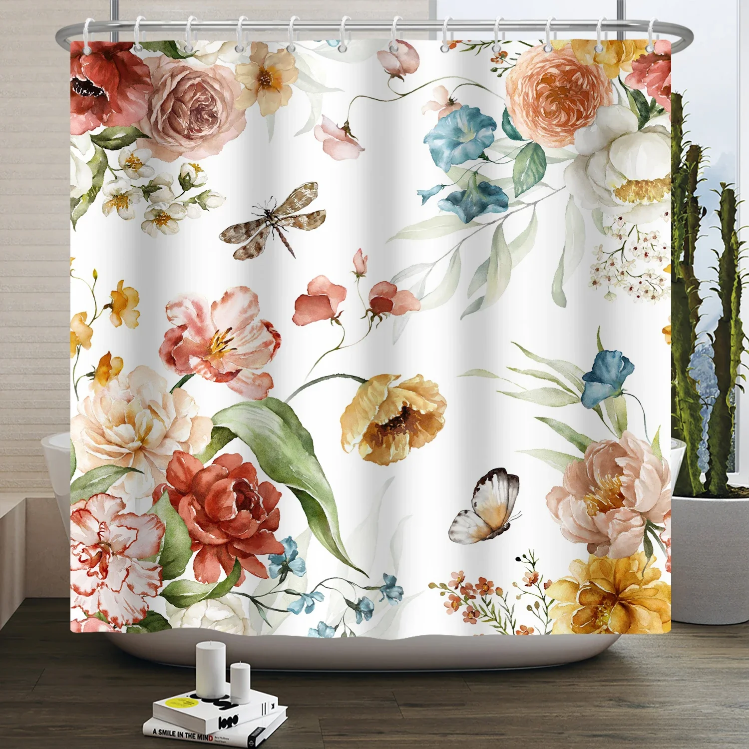 Watercolor Eucalyptus Leaf Sho - Shower Curtain Liner 评论和价格