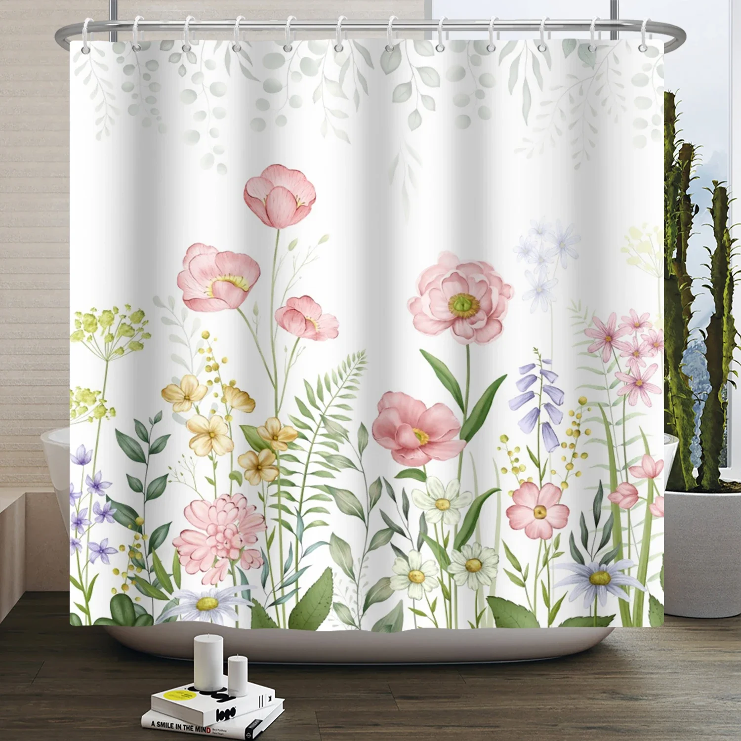 Watercolor Eucalyptus Leaf Sho - Shower Curtain Liner 评论和价格