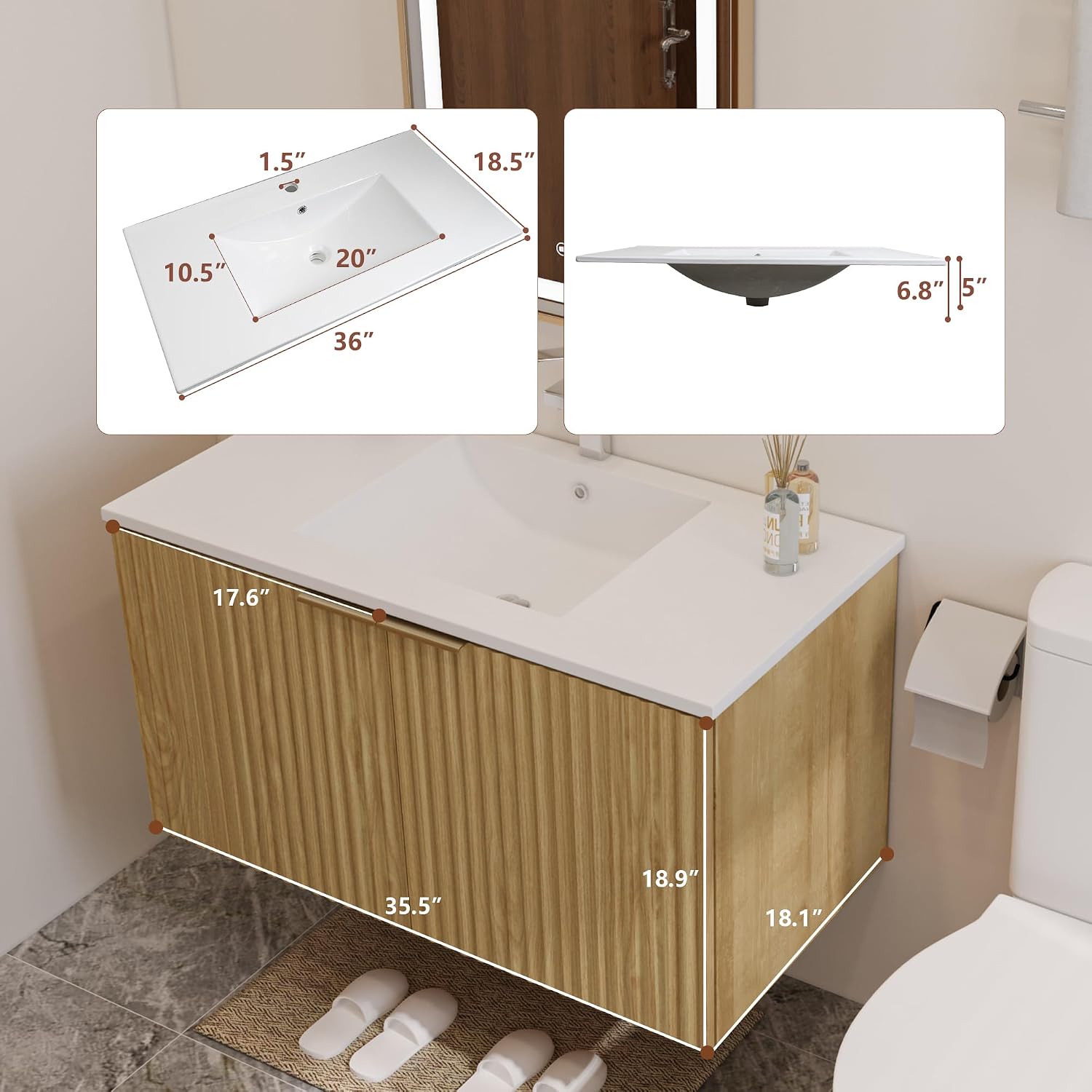 Modern Floating Bathroom Vanit - Home For Bathroom 评论和价格