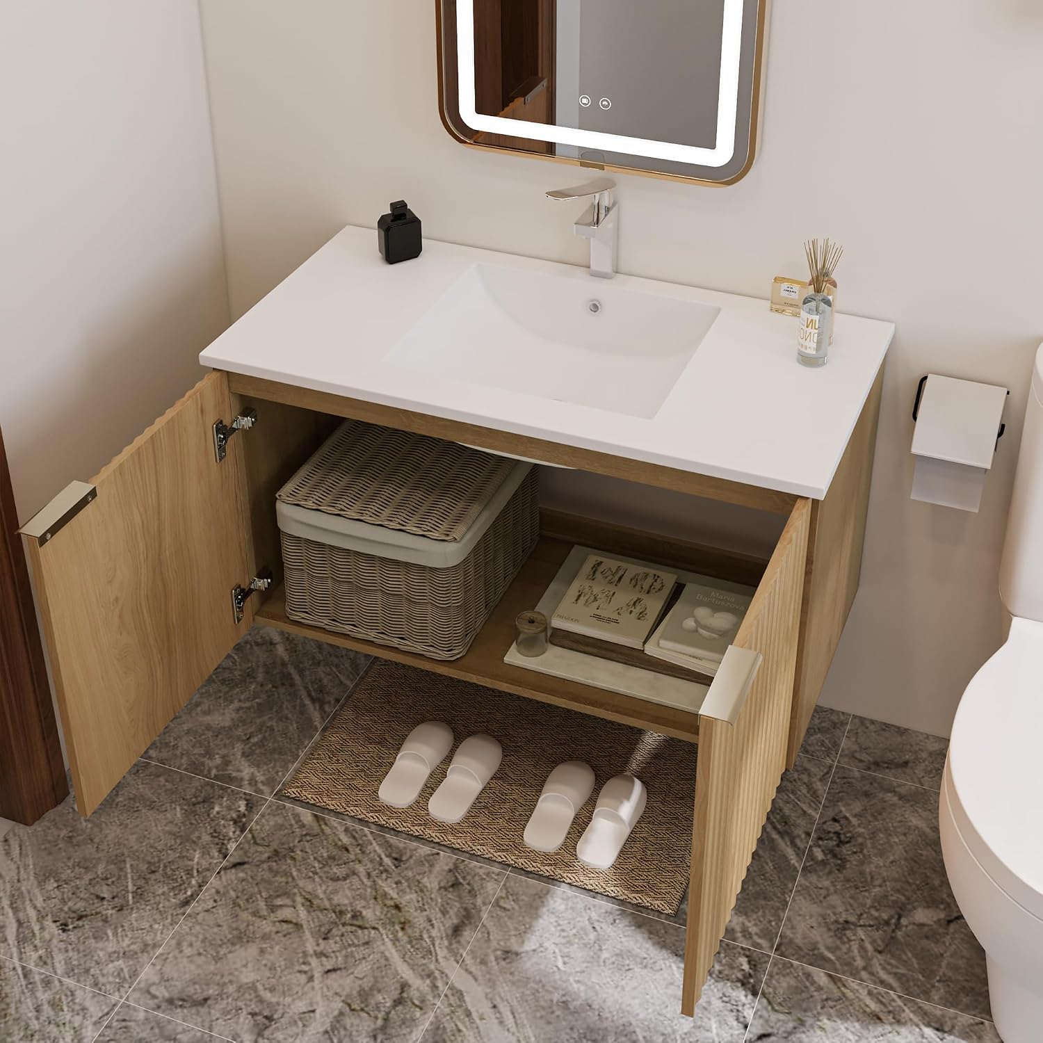 Modern Floating Bathroom Vanit - Home For Bathroom 评论和价格
