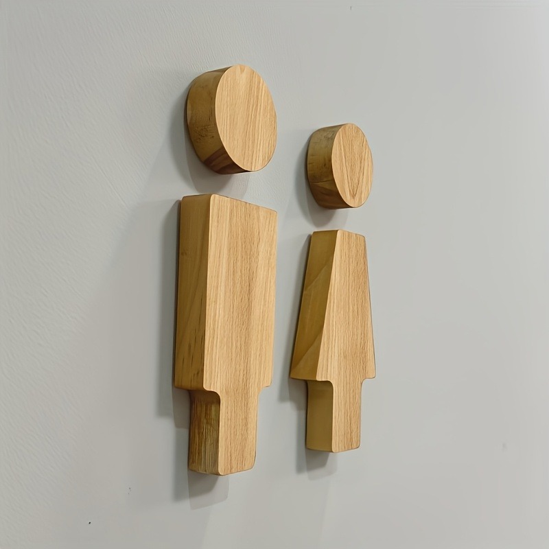 2PCS Wooden Bathroom Sign for  - Home Bathroom Door 评论和价格