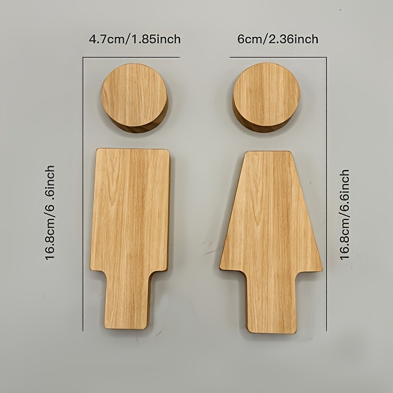 2PCS Wooden Bathroom Sign for  - Home Bathroom Door 评论和价格