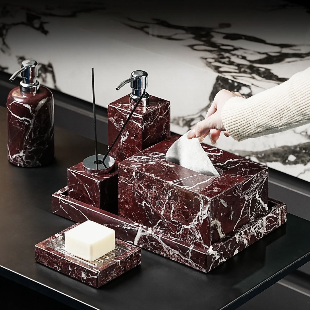 Luxury Natural Marble Rosa Lev - Home Center Bathroom Accessories 评论和价格