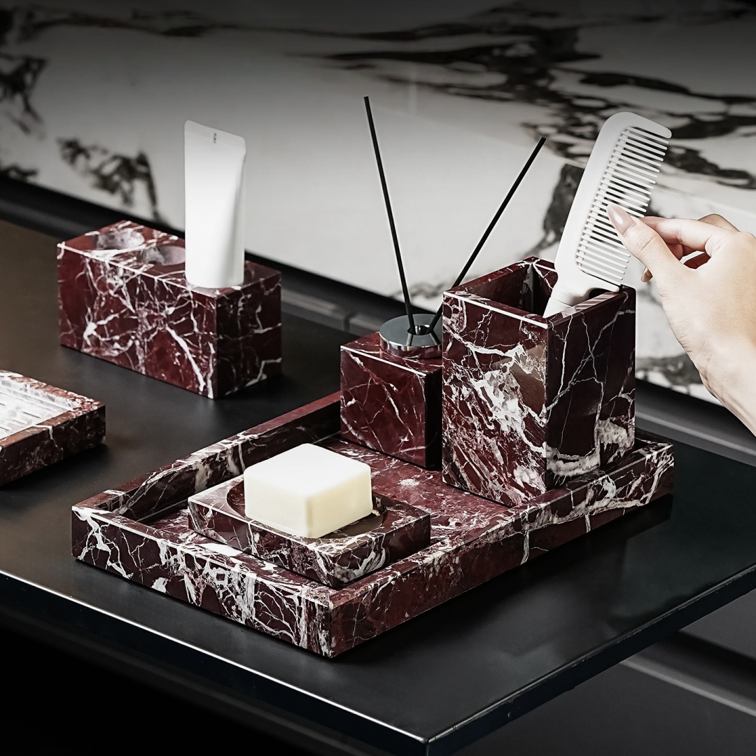 Luxury Natural Marble Rosa Lev - Home Center Bathroom Accessories 评论和价格