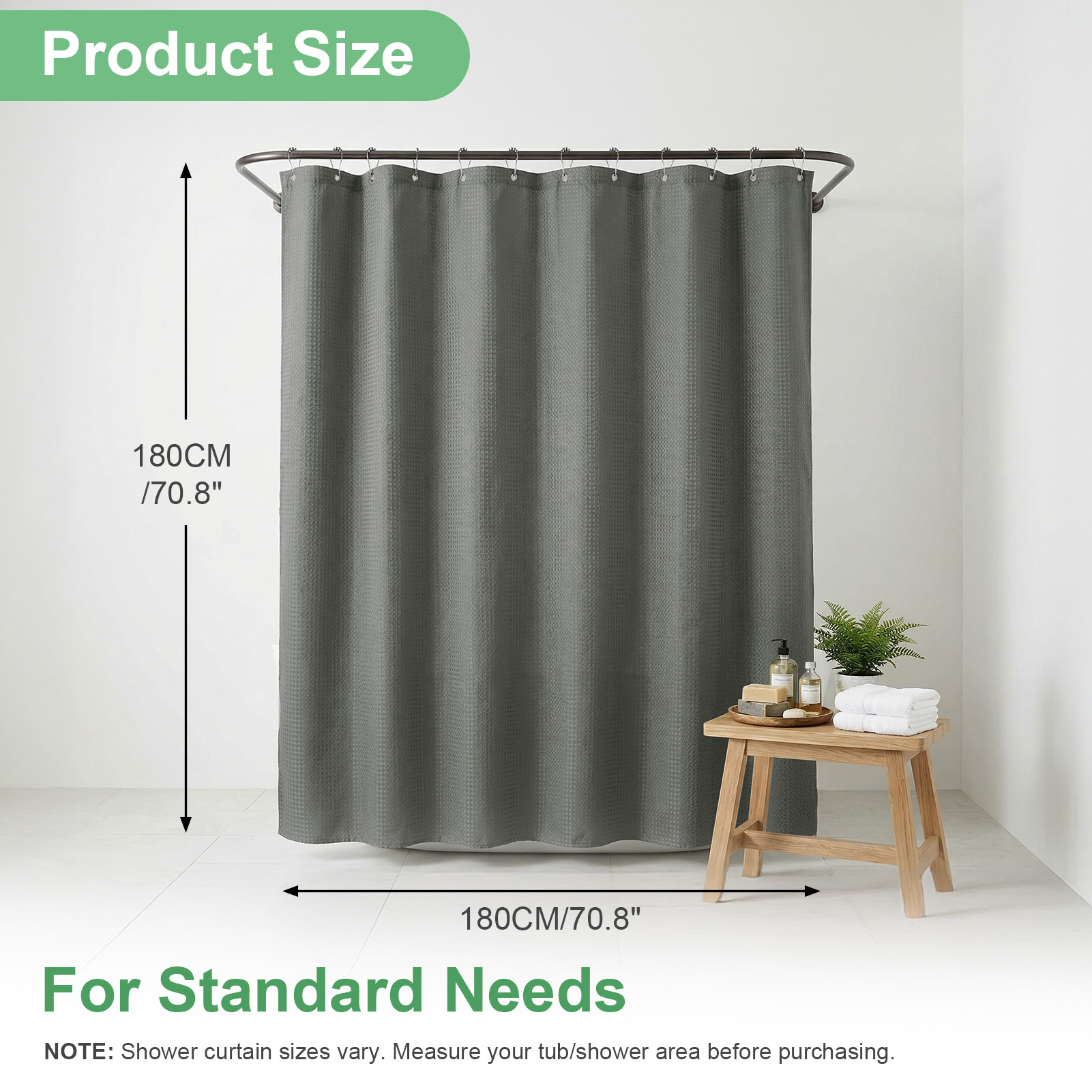 Waffle Shower Curtain 180x180c - Shower Curtain Liner 评论和价格