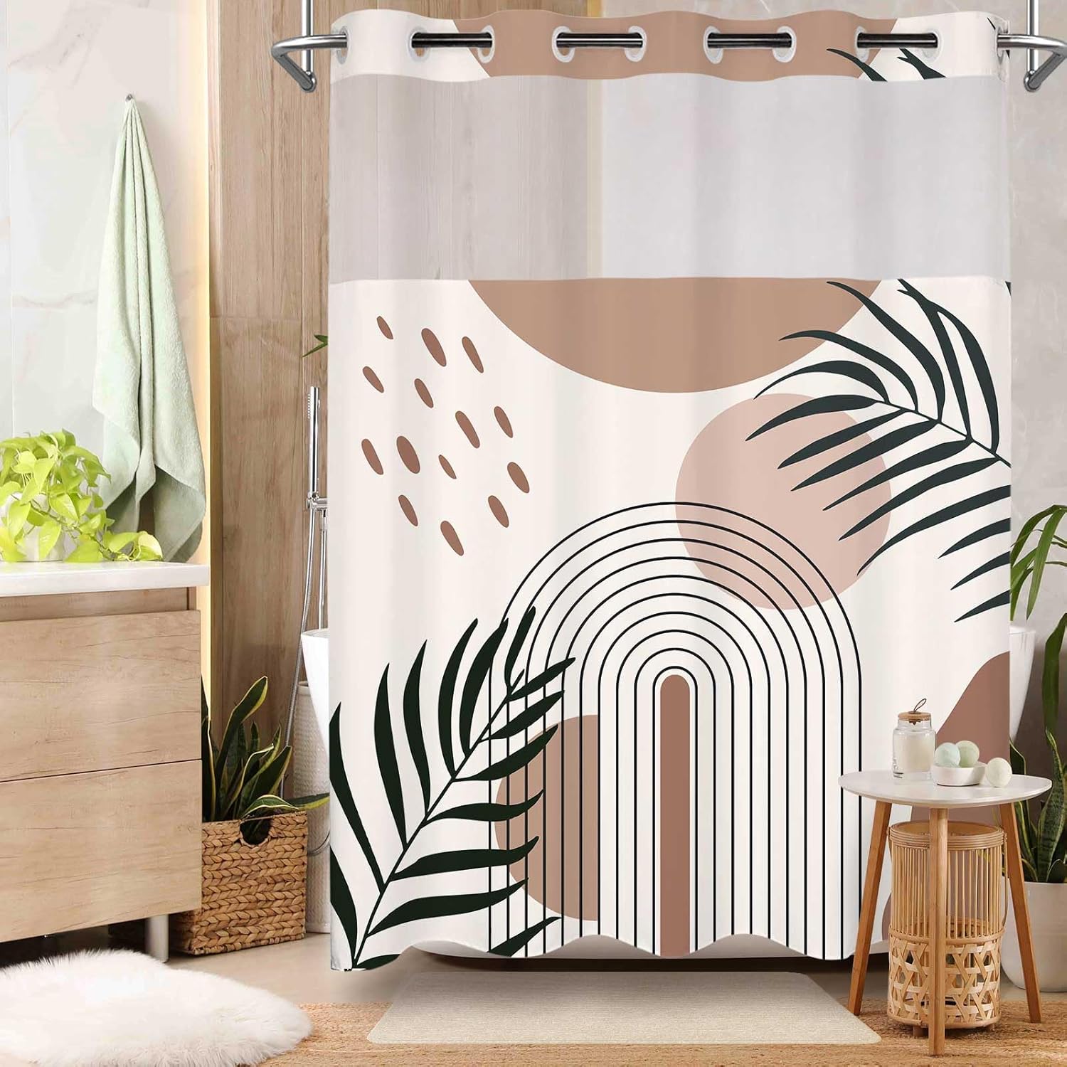No Hook Shower Curtain with Sn - Shower Curtain Liner 评论和价格