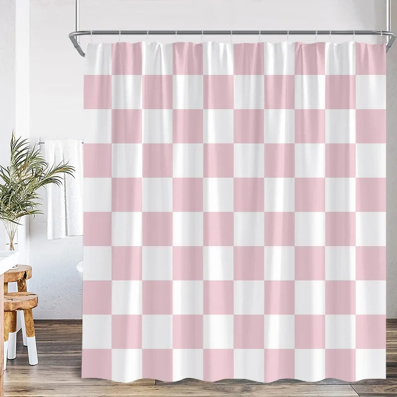 Black and White Check Shower C - Shower Curtain Liner 评论和价格