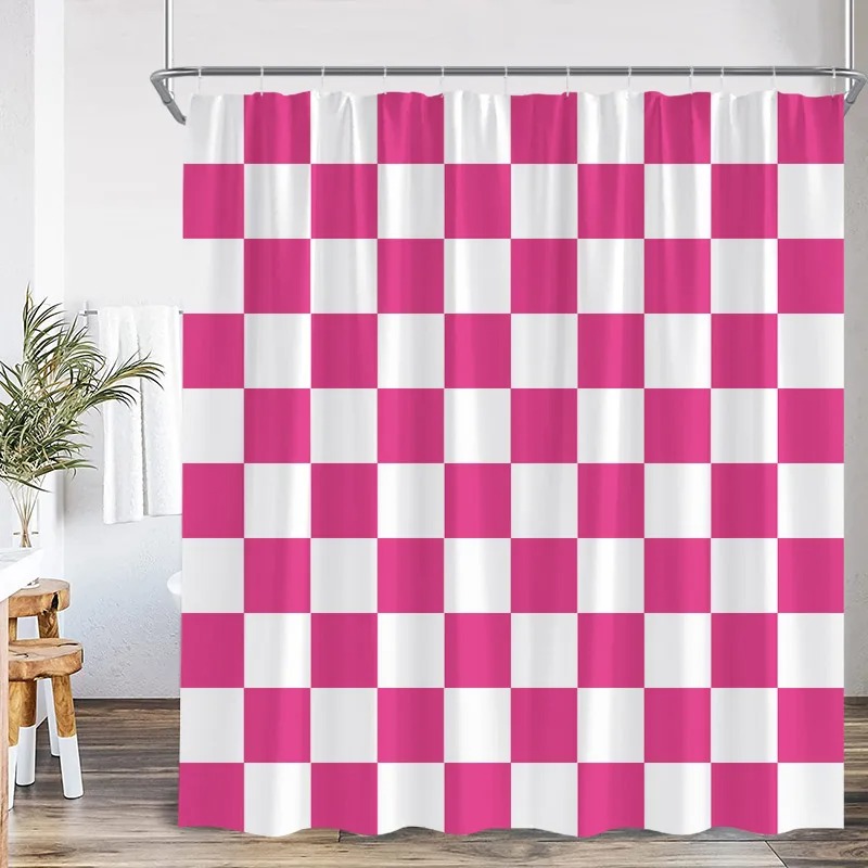 Black and White Check Shower C - Shower Curtain Liner 评论和价格