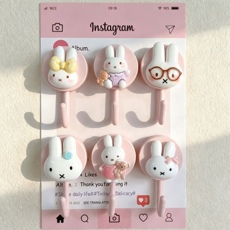 Cute Miffy Self Adhesive Hook  - Home Edit Bathroom Organizer 评论和价格