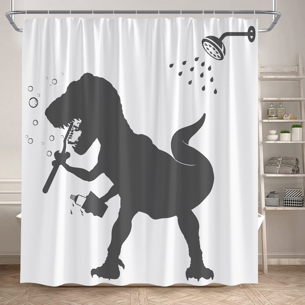 Funny Bathing Dinosaur Shower  - Shower Curtain Liner 评论和价格
