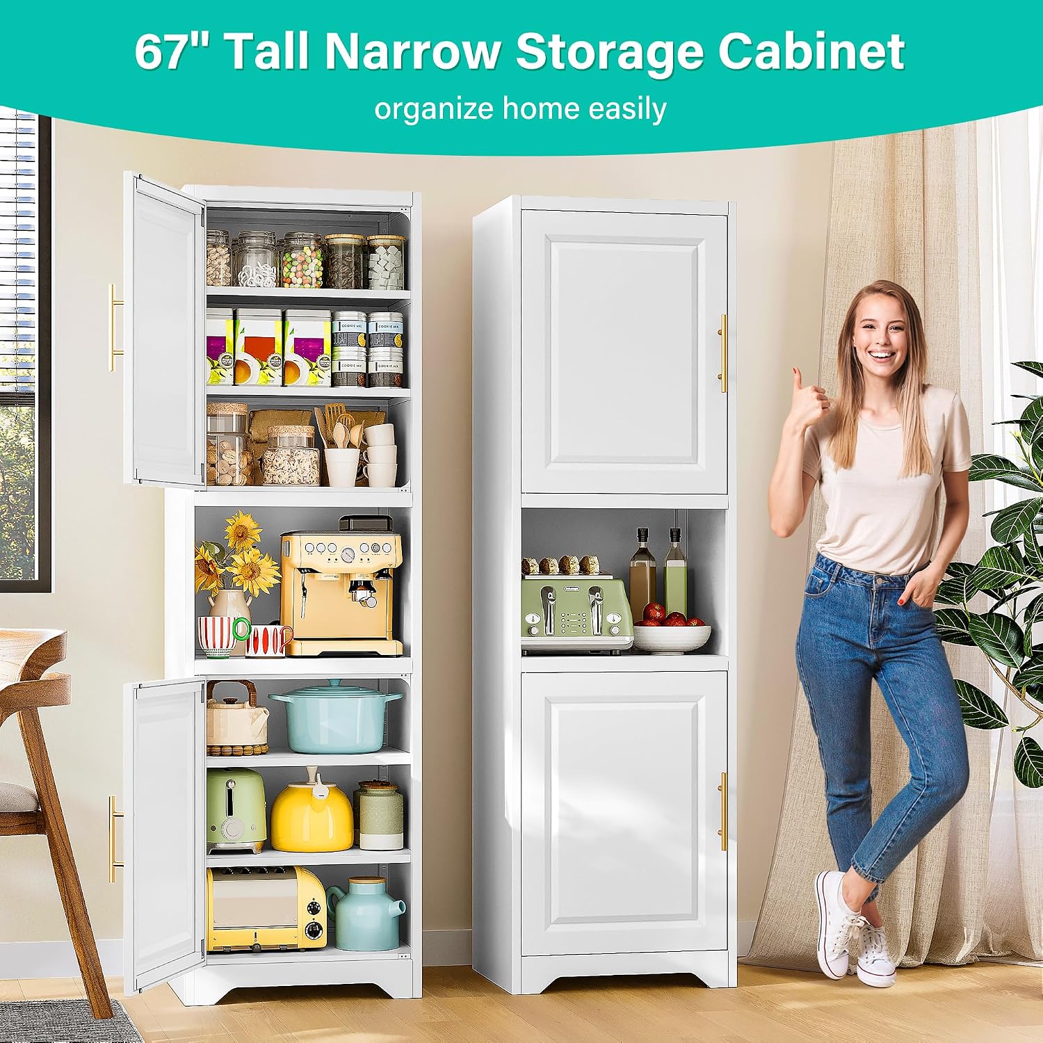 67 Inch Tall Narrow Storage Ca - Home Bathroom Door 评论和价格