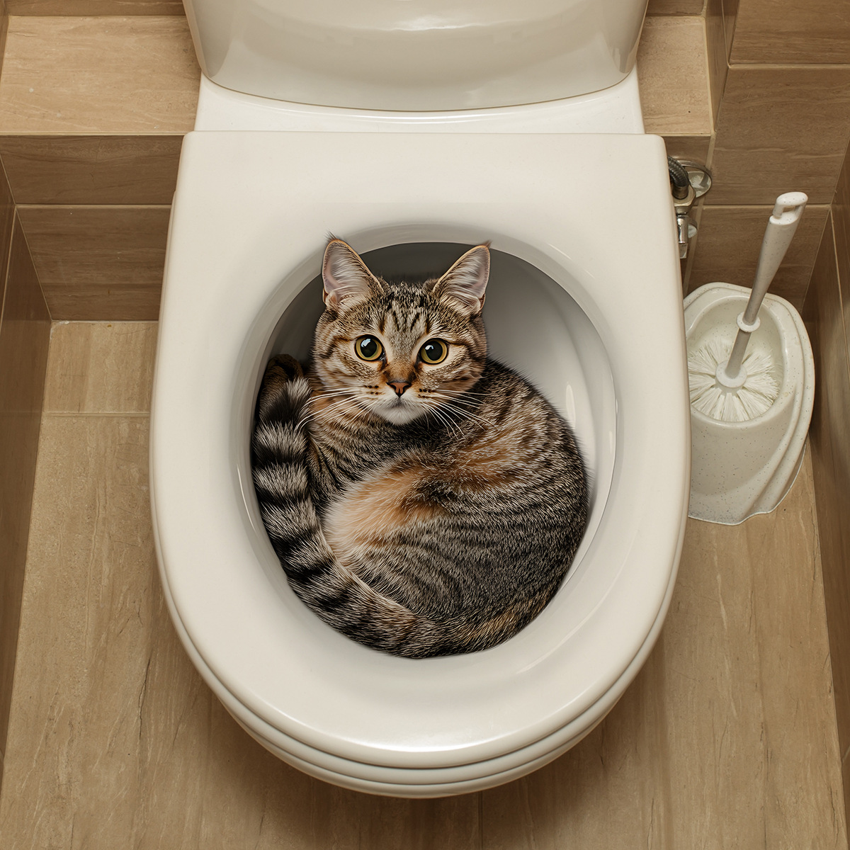 3D Funny Cat Toilet Sticker Ba - Home Center Bathroom Accessories 评论和价格