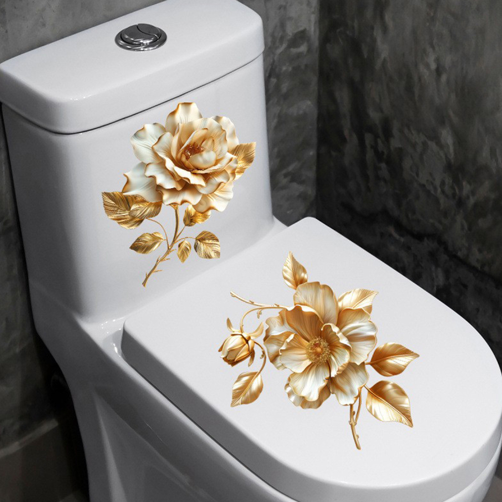 2pcs Floral Toilet Stickers To - Home Of The Year Bathroom 评论和价格