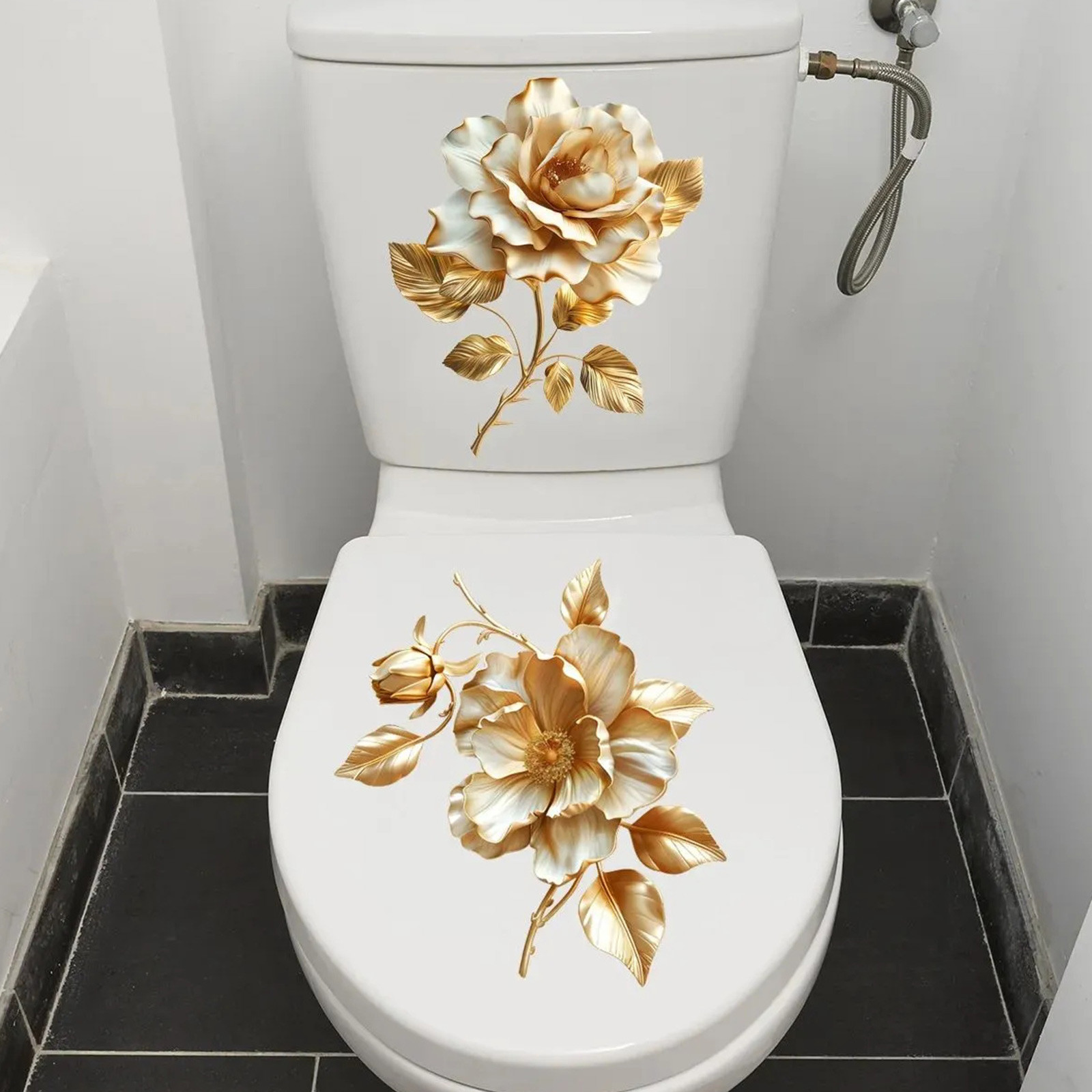 2pcs Floral Toilet Stickers To - Home Of The Year Bathroom 评论和价格