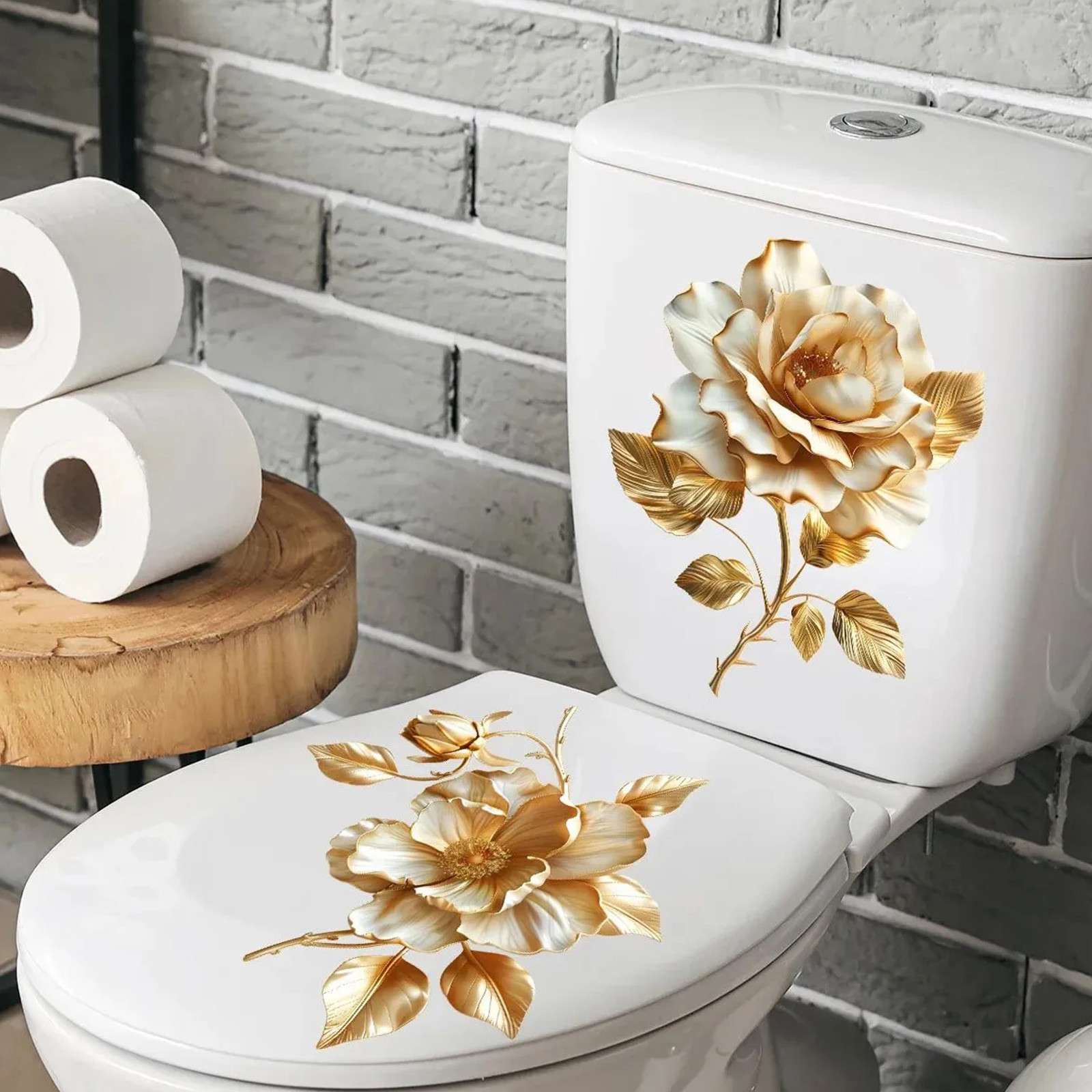 2pcs Floral Toilet Stickers To - Home Of The Year Bathroom 评论和价格