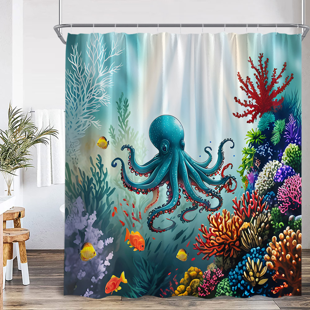 Sea Animals Shower Curtain 3D  - Shower Curtain Liner 评论和价格