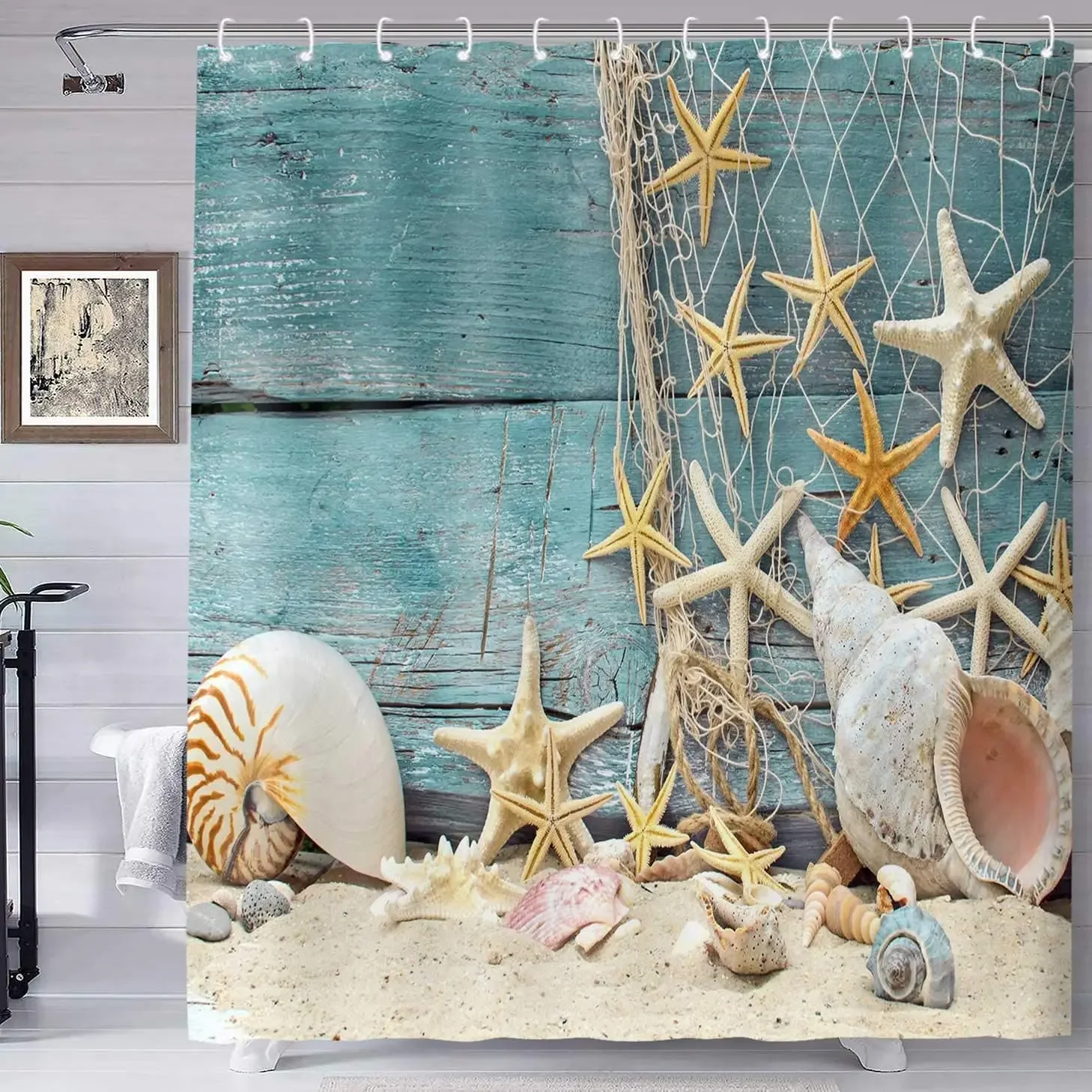 Seashell Shower Curtain Summer - Shower Curtain Liner 评论和价格