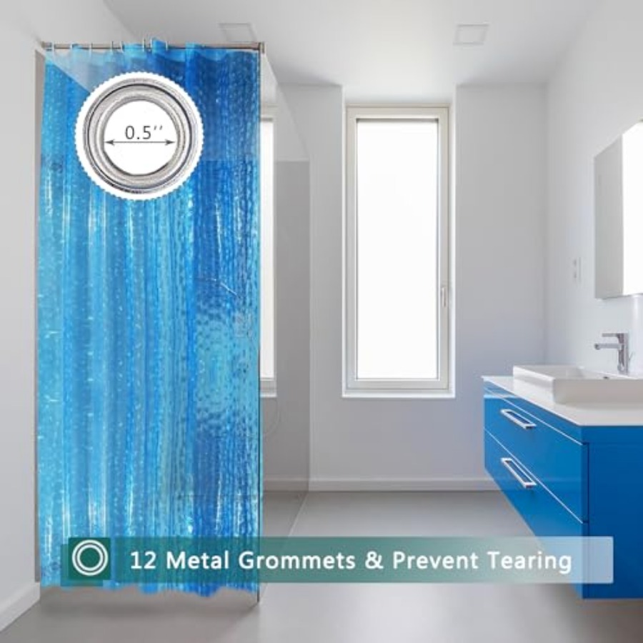 Blue Shower Curtain Liner, 100 - Shower Curtain Liner 评论和价格
